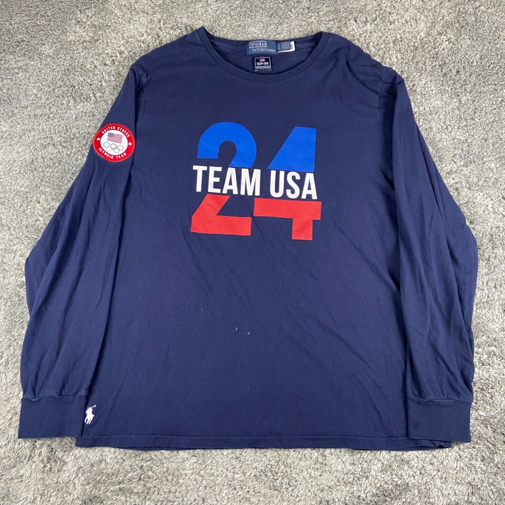 Polo Ralph Lauren Team USA Jersey Graphic T-Shirt Mens XL Blue 2024 Olympic